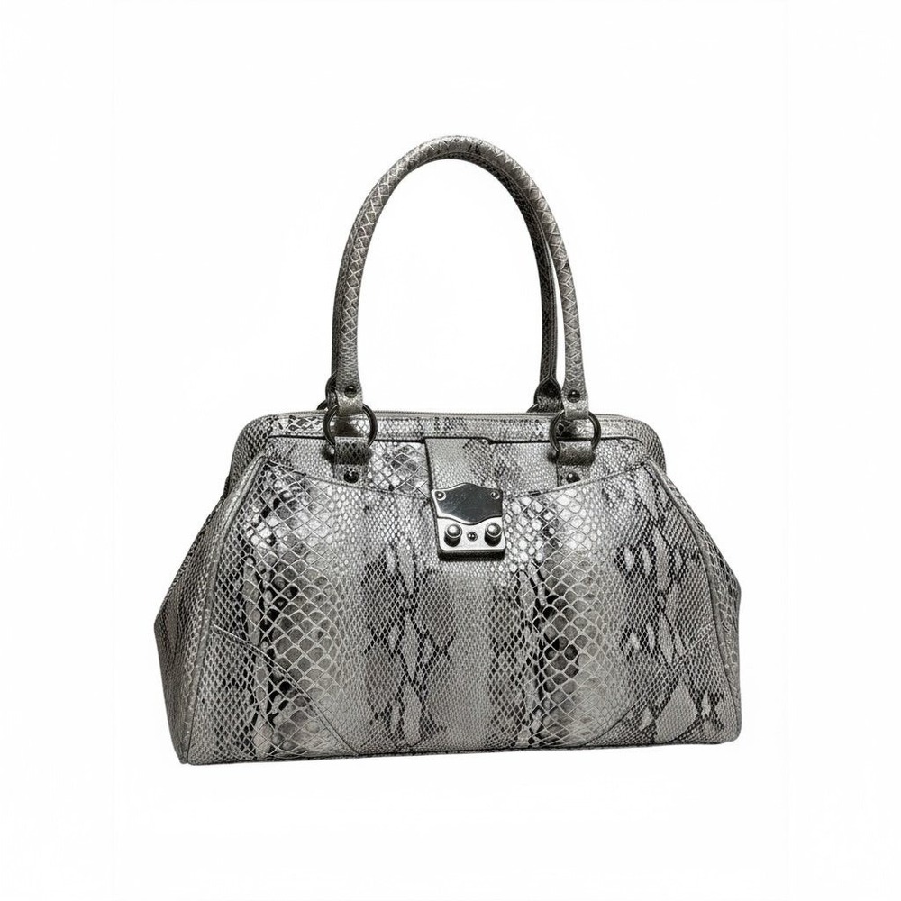 New York & Company Silver Snake Print Satchel Shoulder Bag Handbag Purse